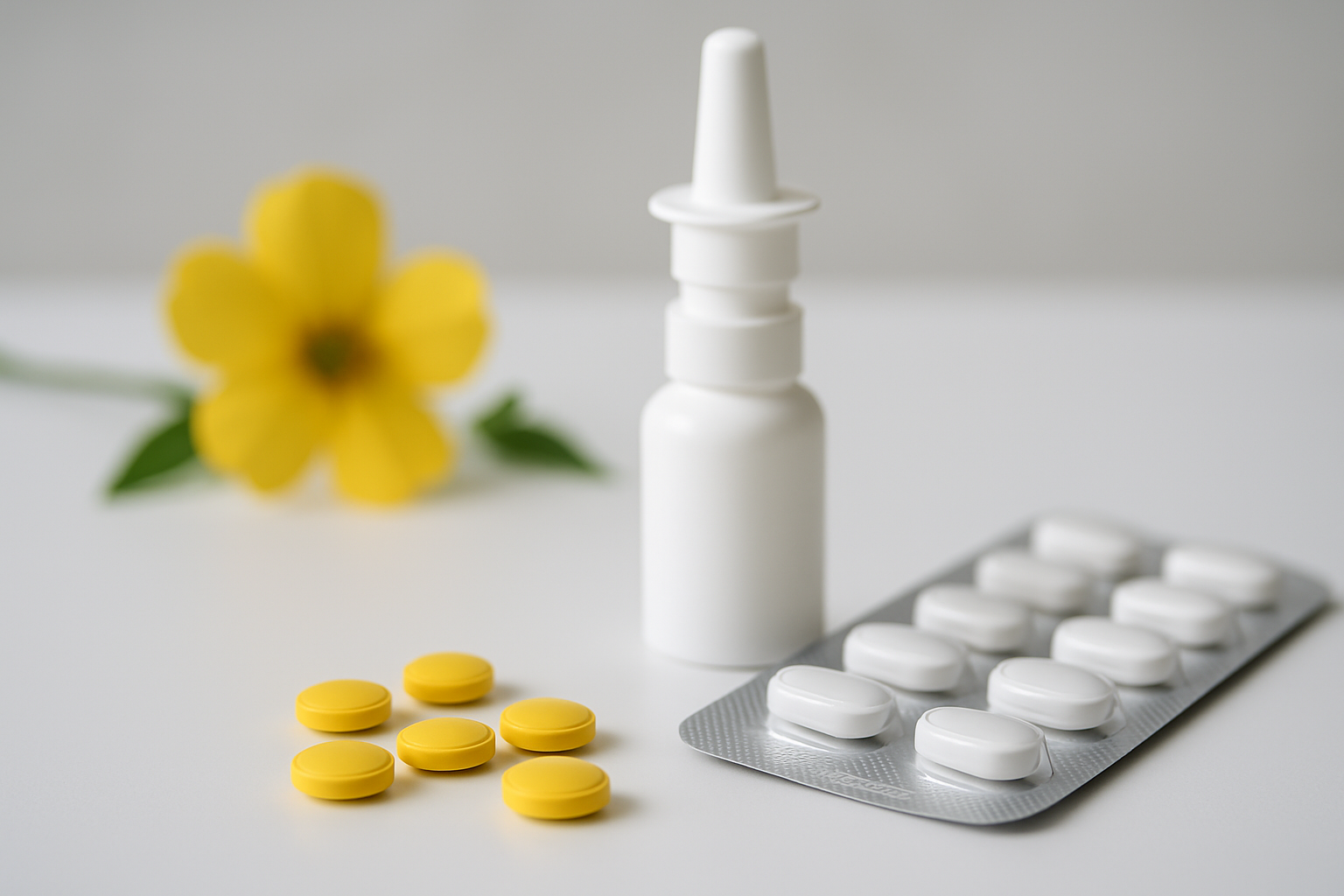 Verschiedene rezeptfreie Allergie-Medikamente gegen Heuschnupfen und allergische Reaktionen