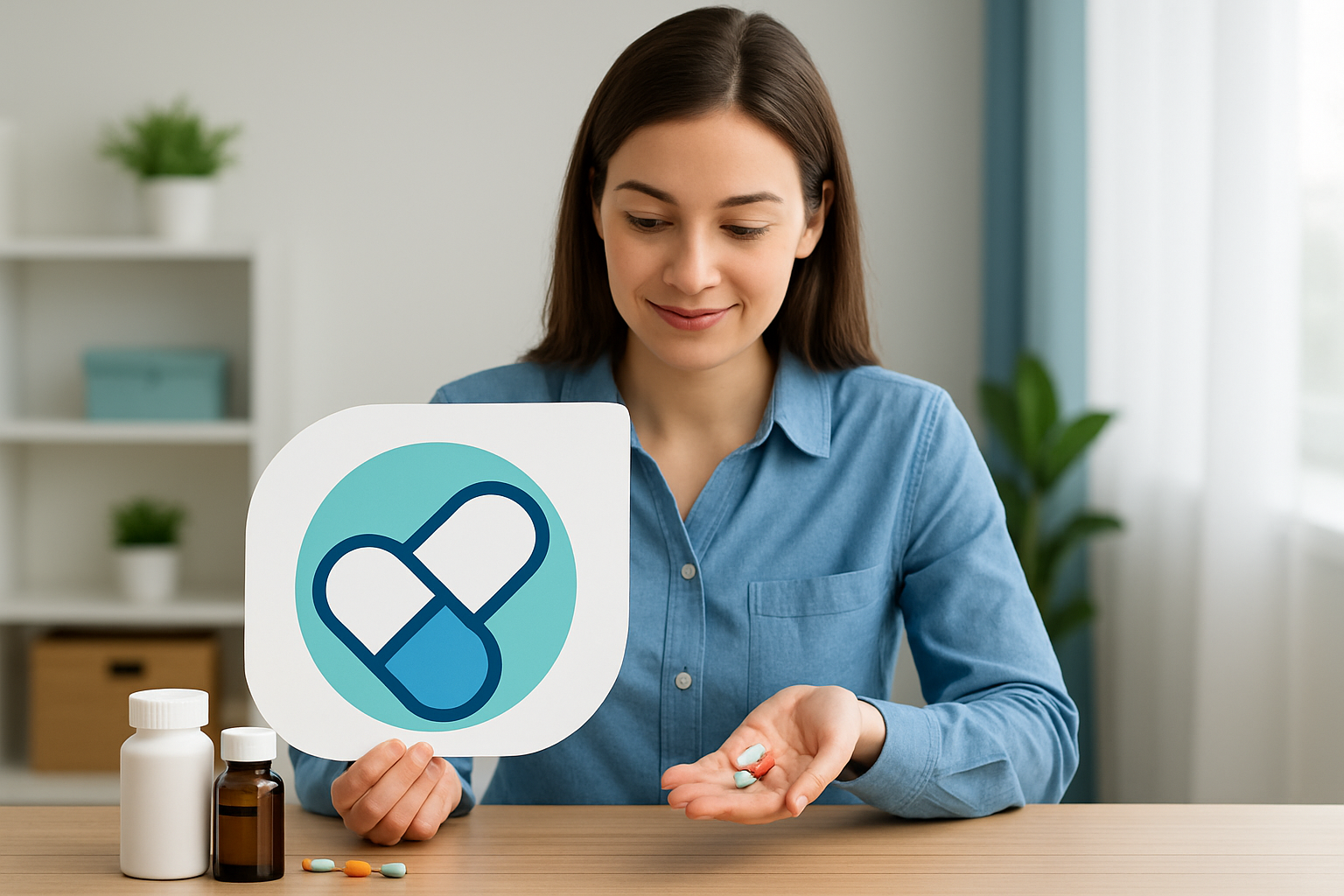 Verschiedene Schmerzmittel-Tabletten mit Warnsymbolen zu sicheren und unsicheren Kombinationen